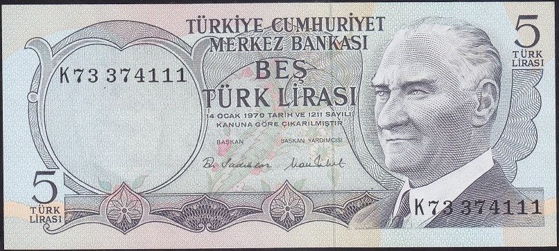 6.Emisyon 2.Tertip 5 Lira K73 374111 Çil