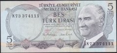 6.Emisyon 2.Tertip 5 Lira K73 374111 Çil