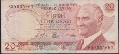 6.EMİSYON 1.TERTİP 20 LİRA B30 055667 TEMİZ