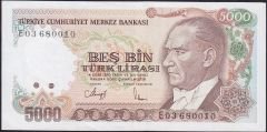 7.Emisyon 3.Tertip 5000 Lira E03 680010 Çok Çok Temiz Çilaltı