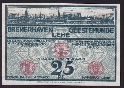ALMANYA 25 PFENNİNG NOTGELD 1920 ÇİLALTI