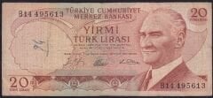 6.Emisyon 1.Tertip 20 Lira B14 495613 Çok Temiz