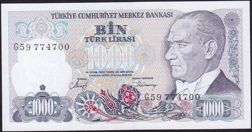 7.Emisyon 2.Tertip 1000 Lira G59 774700 Çil