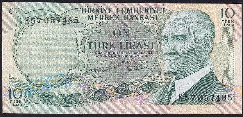 6.Emisyon 2.Tertip 10 Lira K57 057485 Çilaltı