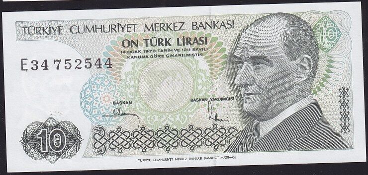 7.Emisyon 2.Tertip 10 Lira E34 752544 Çilaltı Çil