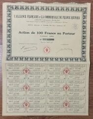 Hisse Senedi - L'Alliance Farnçaise et La Commerciale de France Reunies 1931 ( 41 X 31,5 cm )