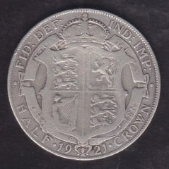 İNGİLTERE HALF (1/2) CROWN 1921 - GÜMÜŞ