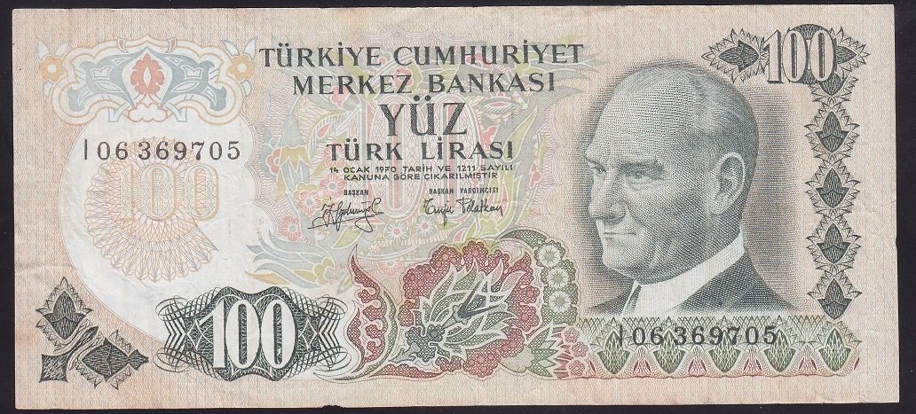 6.EMİSYON 2.TERTİP 100 LİRA I06 369705 ÇOK TEMİZ