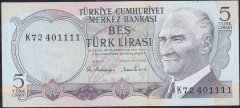 6.Emisyon 2.Tertip 5 Lira K72 401111 Çil