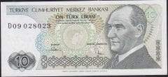7.Emisyon 2.Tertip 10 Lira D09 028023 Ççt Çilaltı