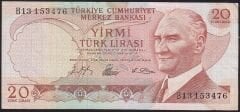6.Emisyon 1.Tertip 20 Lira B13 153476 Çok Temiz