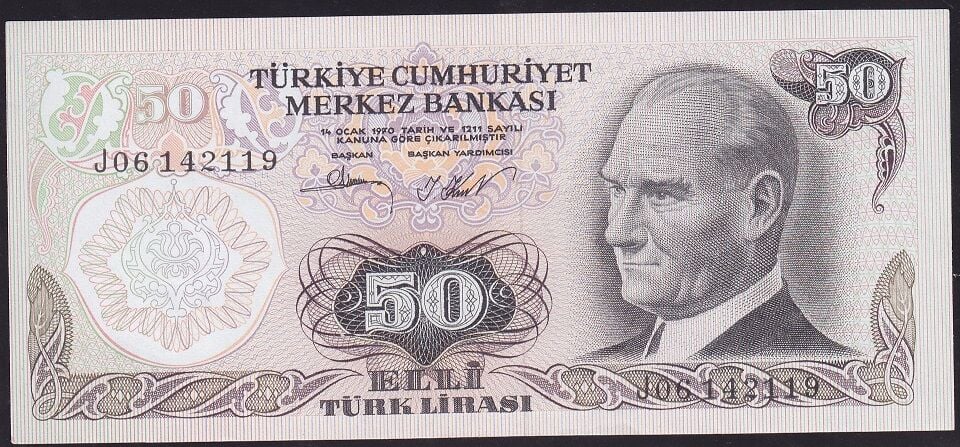 6.Emisyon 2.Tertip 50 Lira J06 142119 Ççt Çilaltı