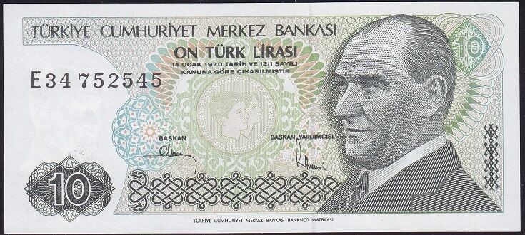 7.Emisyon 2.Tertip 10 Lira E34 752545 Çilaltı Çil