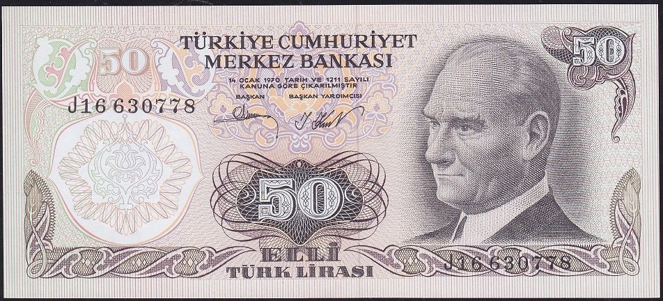 6.Emisyon 2.Tertip 50 Lira J16 630778 Çilaltı Çil