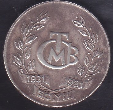 MERKEZ BANKASI 50.YIL 1981 ( TCMB ) - GÜMÜŞ