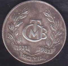 MERKEZ BANKASI 50.YIL 1981 ( TCMB ) - GÜMÜŞ