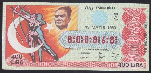 1983 19 MAYIS YARIM  BİLET -  Z SERİSİ