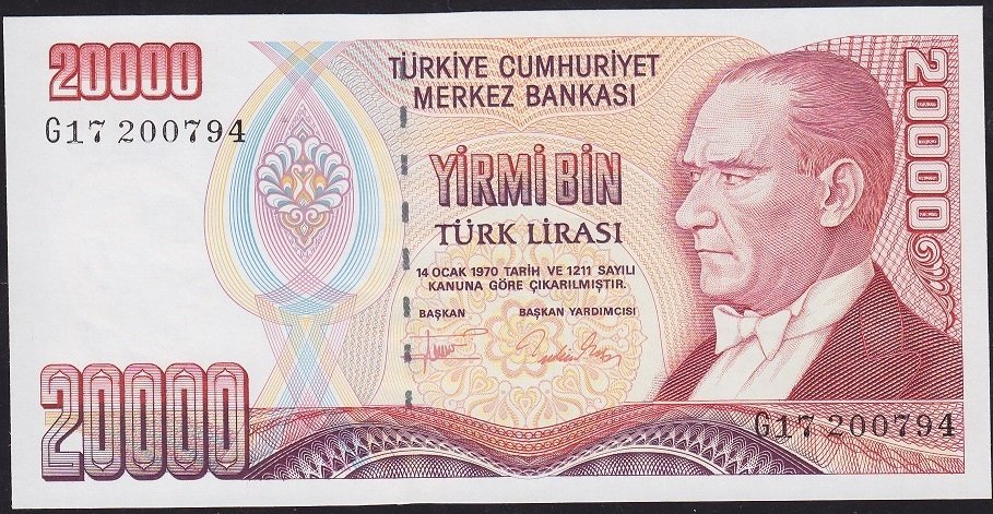 7.Emisyon 2.Tertip 20000 Lira G17 200794 Ççt Çilaltı
