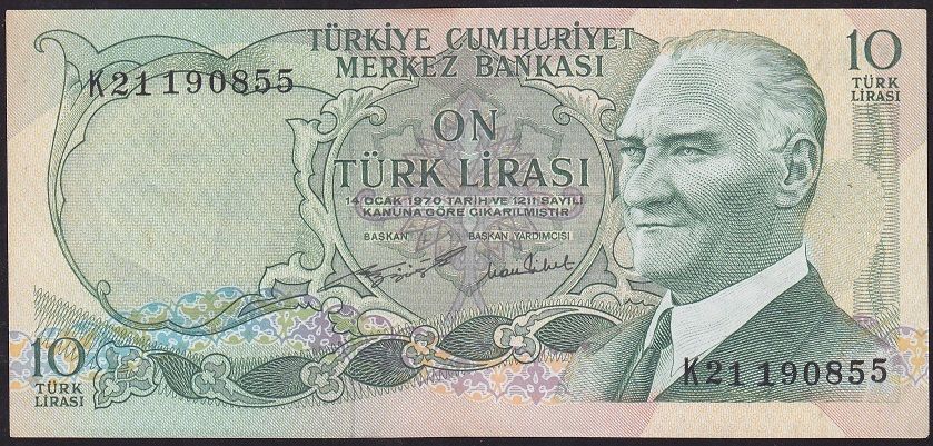 6.Emisyon 2.Tertip 10 Lira K21 190855 Ççt Çilaltı