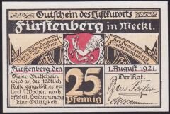 Almanya 25 Pfennig Notgeld 1921 Çil Filigranlı