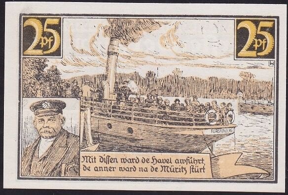 Almanya 25 Pfennig Notgeld 1921 Çil Filigranlı