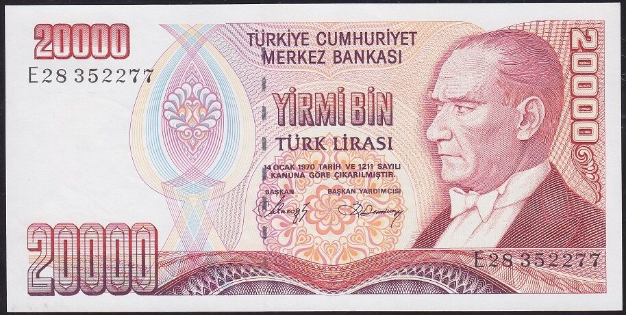 7.Emisyon 1.Tertip 20000 Lira E28 352277 Çilaltı Çil