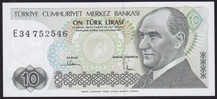 7.Emisyon 2.Tertip 10 Lira E34 752546 Çilaltı Çil
