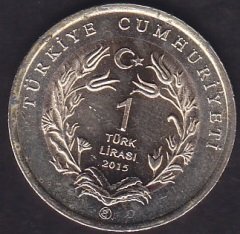 2015 Tarihli 1 Lira Anadolu Yaban Koyunu Hatıra Parası ( Hafif Kararma var )
