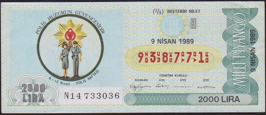 1989 9 Nisan Beşte Bir Bilet - H Serisi