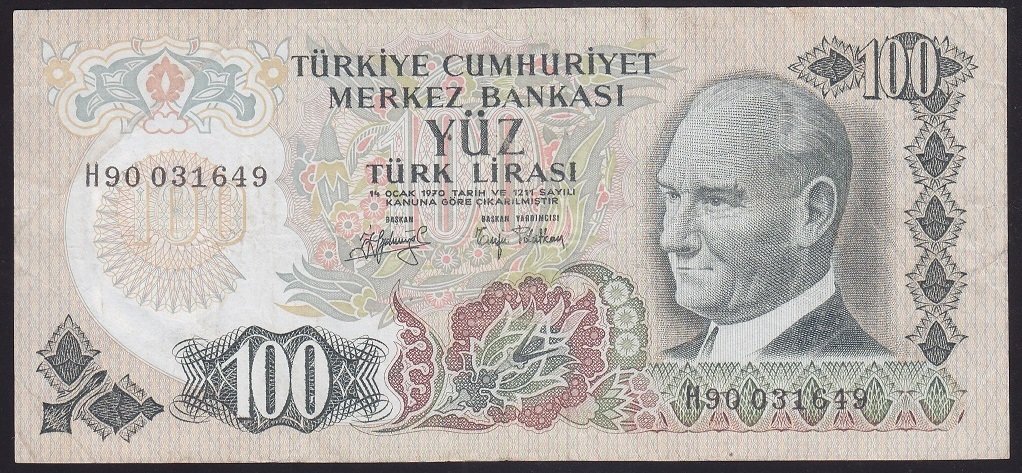 6.EMİSYON 2.TERTİP 100 LİRA H90 031649 ÇOK TEMİZ