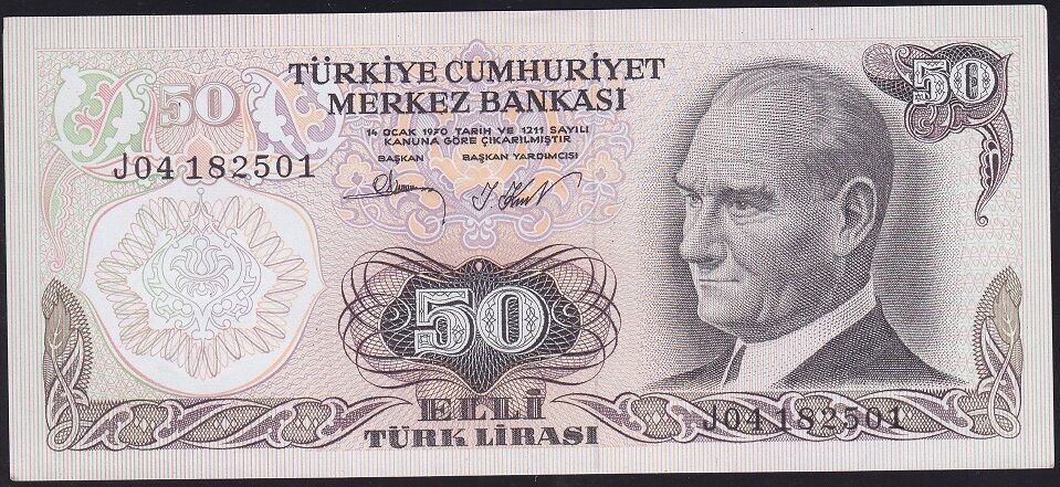 6.Emisyon 2.Tertip 50 Lira J04 1825XX Çil