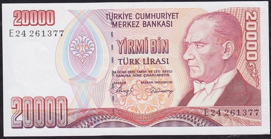 7.Emisyon 1.Tertip 20000 Lira E24 261377 Çil