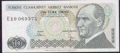 7.Emisyon 2.Tertip 10 Lira E19 069371 Çilaltı