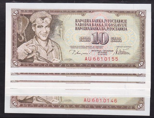 YUGOSLAVYA 10 DİNAR 1978 ÇİL - 10 ADET SERİ TAKİPLİ