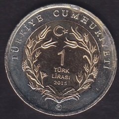 2015 Tarihli 1 Lira Ankara Keçisi Hatıra Parası - Hafif kararma var