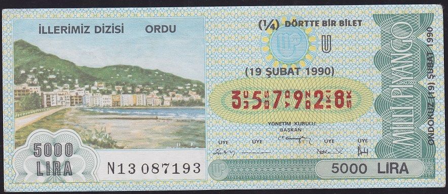 1990 19 Şubat Çeyrek Bilet - U Serisi