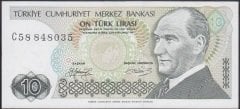 7.Emisyon 1.Tertip 10 Lira C58 848035 Çok Çok Temiz + Kısa Kaş