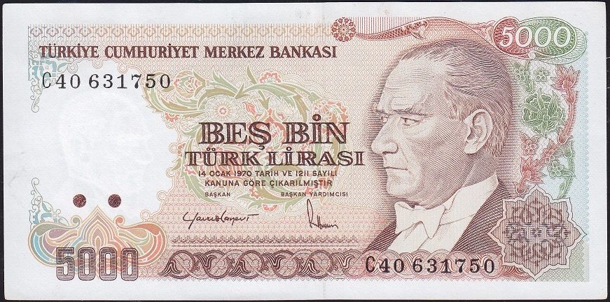 7.Emisyon 2.Tertip 5000 Lira C40 631750 Çilaltı Çil