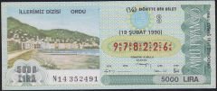 1990 19 Şubat Çeyrek Bilet - S Serisi
