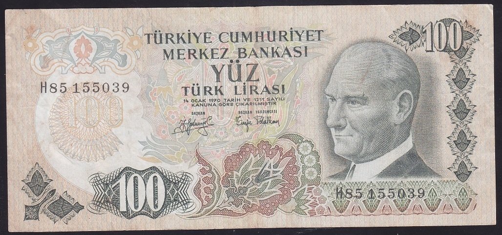 6.EMİSYON 2.TERTİP 100 LİRA H85 155039 ÇOK TEMİZ