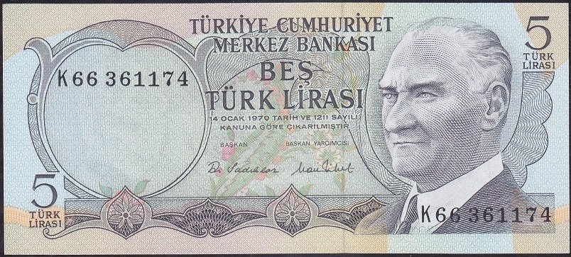 6.Emisyon 2.Tertip 5 Lira K66 361174 Çil