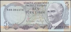 6.Emisyon 2.Tertip 5 Lira K66 361174 Çil