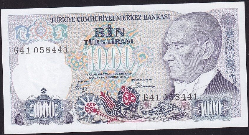 7.Emisyon 2.Tertip 1000 Lira G41 058441 Çil