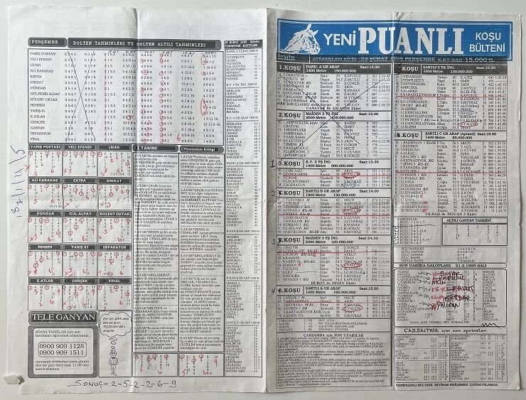 Yeni Puanlı Koşu Bülteni 1995