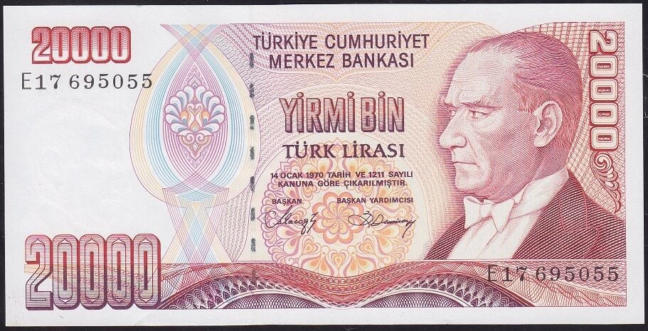 7.Emisyon 1.Tertip 20000 Lira E17 695055 Çilaltı Çil