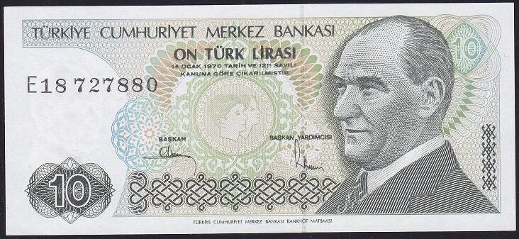 7.Emisyon 2.Tertip 10 Lira E18 727880 Çil