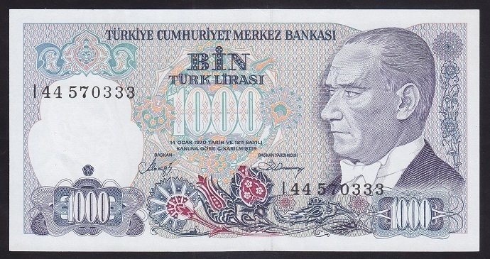 7.EMİSYON 2.TERTİP 1000 LİRA I44 570333 ÇİLALTI ÇİL