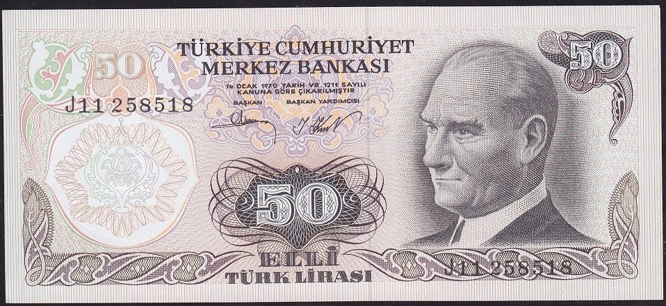 6.Emisyon 2.Tertip 50 Lira J11 258518 Çilaltı Çil