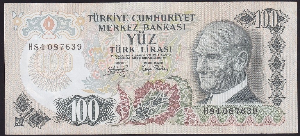 6.EMİSYON 2.TERTİP 100 LİRA H84 087639 ÇOK ÇOK TEMİZ +
