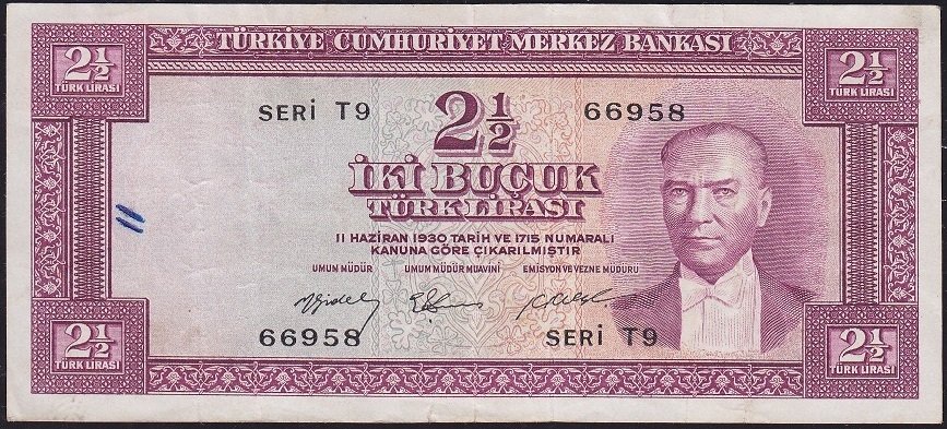 5.Emisyon 2.Tertip 2.5 Lira T9 66958 Çok Temiz+
